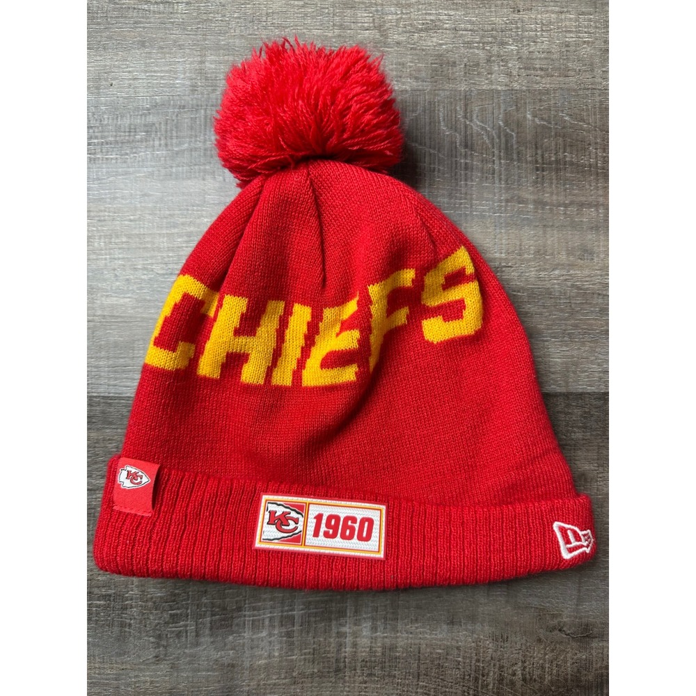 New Era Kansas City Chiefs NFL 100th Anniversary 1960 Fleece Lined Pom Beanie